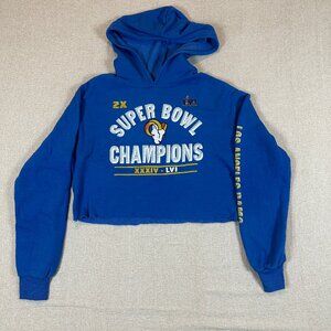 LA Rams Super Bowl Champions Cropped Hoodie Womens M Majestic Threads